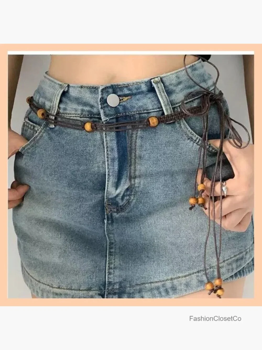 Beaded Rope Belt Woven Braided Boho Waist Belt Dressy Tie Belt